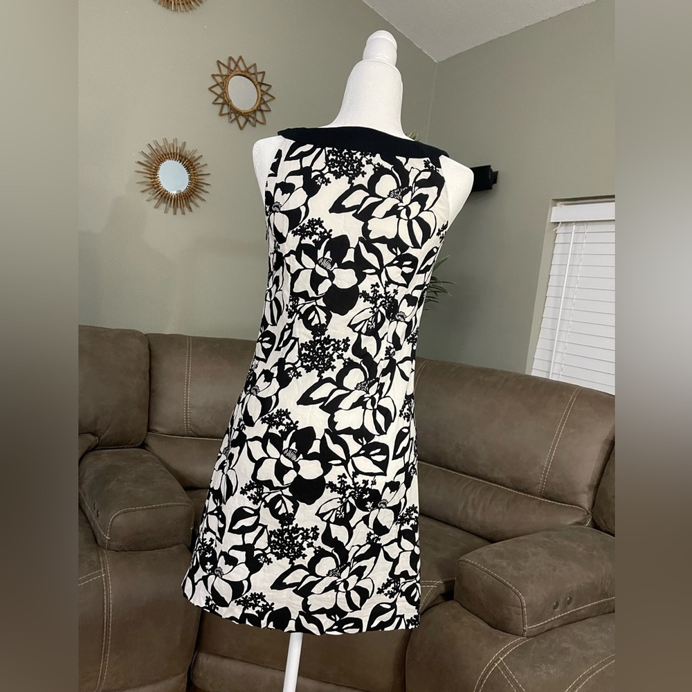 Ann Taylor LOFT Sleeveless Black White Floral Career Chic Dress Work Sz 2 Fall - Picture 5 of 9